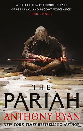 Book cover depicting a hooded figure with a sword, titled "The Pariah.