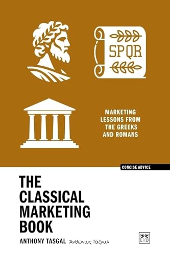 Book cover with classical imagery: a bust, scroll, and temple.