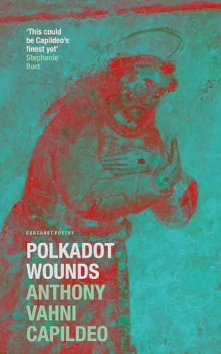 Book cover: textured teal background, figure holding a rabbit, red halo.