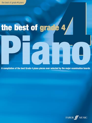 Blue piano music book cover with large white text: "The Best of Grade 4 Piano".