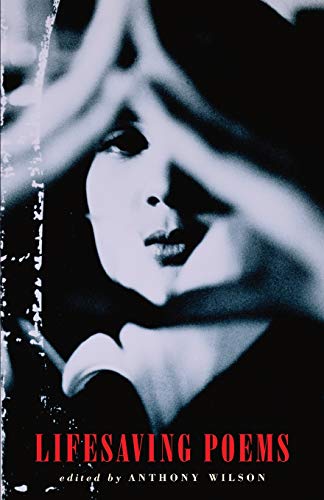 Book cover: black and white portrait with red title, “Lifesaving Poems.”