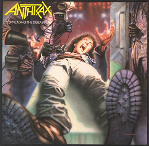 Anthrax album cover: painted scene of a person in distress, sci-fi theme.