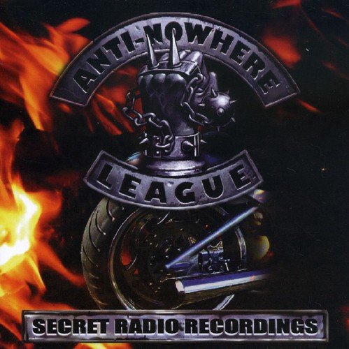 Anti-Nowhere League CD cover with a spiked helmet and flames.
