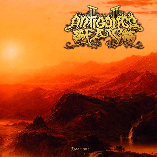 CD cover: “Antigone - Fragmente” with mountainous, fiery landscape.