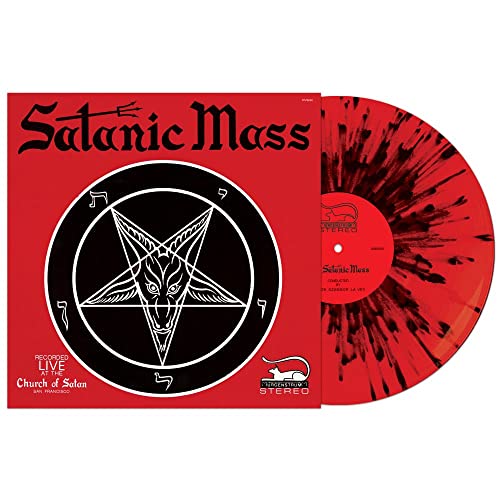 Red vinyl record with a pentagram and goat head on the cover.