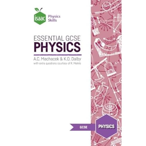 Textbook cover for "Essential GCSE Physics" with diagrams and purple accents.
