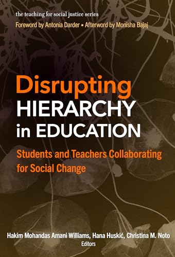 Book cover: "Disrupting Hierarchy in Education" with leaf silhouettes.