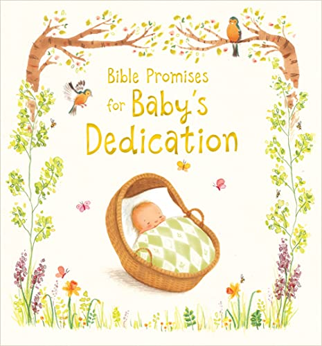 Book cover with a baby in a basket surrounded by floral illustrations.