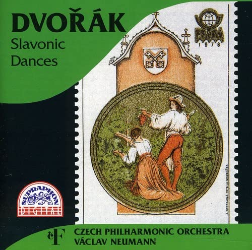 CD cover of "Dvořák Slavonic Dances" with historical illustration and green accents.