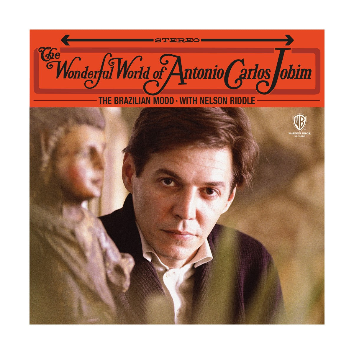 Album cover for "The Wonderful World of Antonio Carlos Jobim" featuring a portrait.
