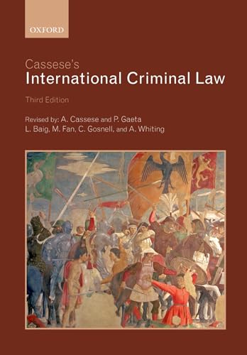 Book cover: "Cassese's International Criminal Law," third edition, with battle scene.