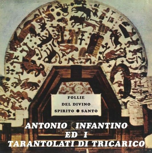 Vinyl record cover with arched doorway illustration and Italian text.