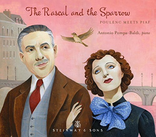 CD cover featuring portraits of Francis Poulenc and Edith Piaf with a sparrow.
