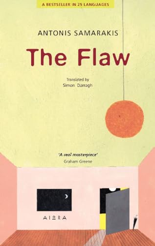 Book cover for The Flaw by Antonis Samarakis, featuring a minimalist illustration of a room.