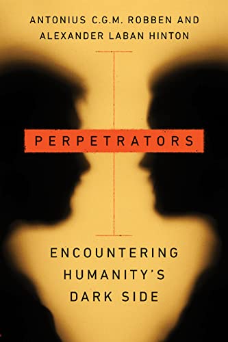 Book cover: two silhouetted faces with the title "Perpetrators" in red.