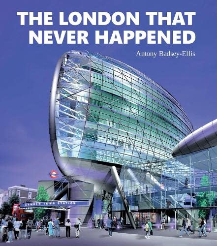 Book cover: futuristic building illustration over a London street scene.