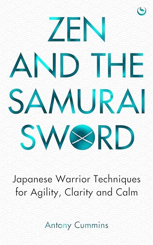 Book cover with text Zen and the Samurai Sword on a white patterned background.