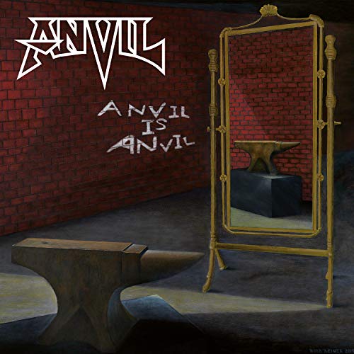 CD cover for Anvil’s “Anvil Is Anvil” featuring anvils and a mirror.