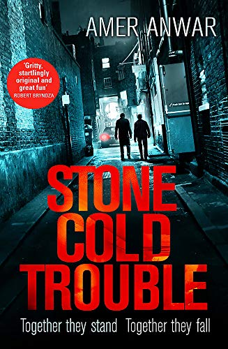 Book cover: two figures walking down a dark, brick alleyway.