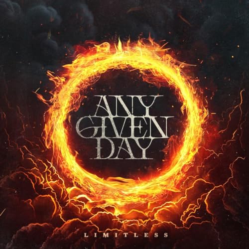 Album cover for Any Given Day’s “Limitless” featuring a fiery circle design.