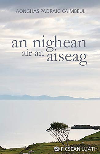 Book cover with Gaelic title, seascape, and lone tree on a hill.