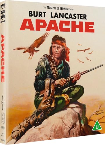 Blu-ray cover art featuring Burt Lancaster as an Apache warrior holding a rifle.