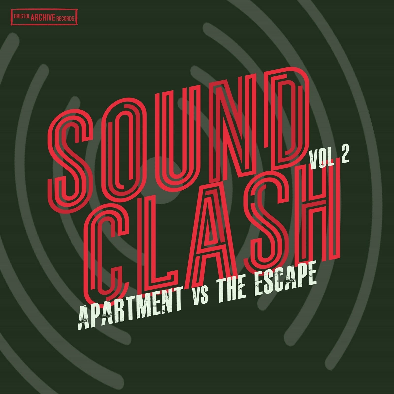 Album cover for "Sound Clash Vol Two" with red text on green background.
