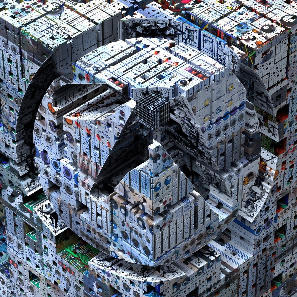 Aphex Twin album cover: abstract, white, textured, and geometrically complex design.
