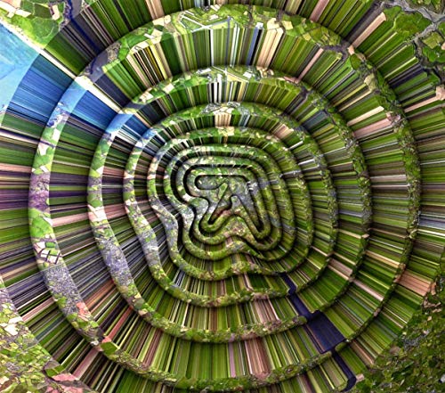 Aphex Twin “Collapse” CD cover: spiraling green and blue landscape design.