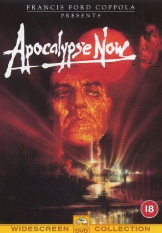 Apocalypse Now" DVD cover featuring a large face and red sun.