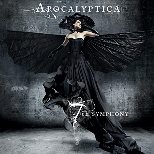 Apocalyptica’s “7th Symphony” CD cover: a woman with dark wings.