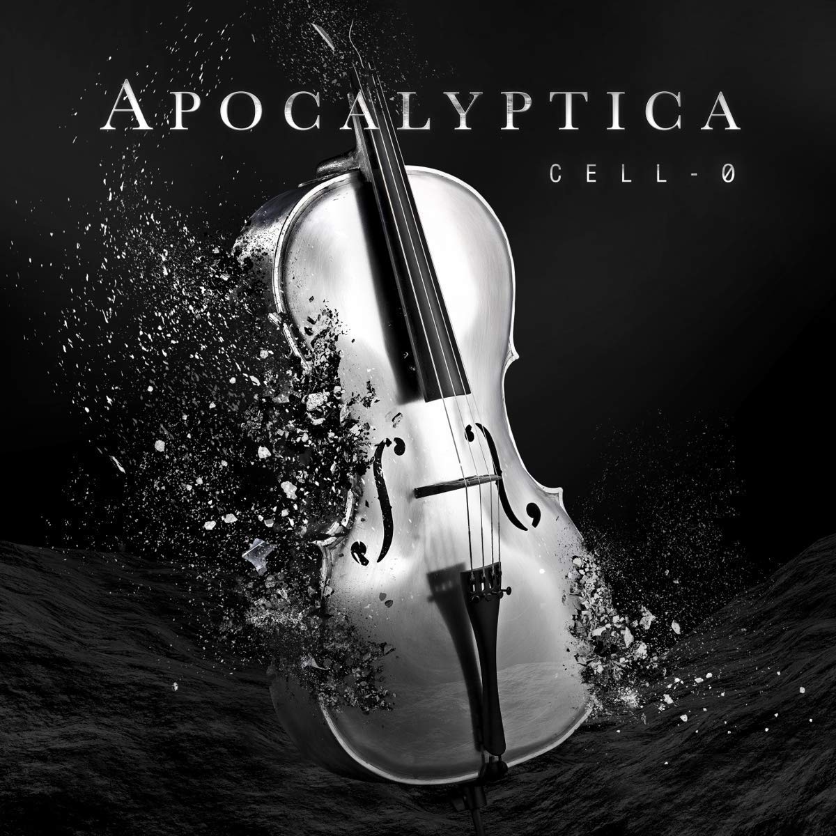 "Album cover featuring a shattered silver violin against a dark background."
