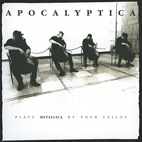 Apocalyptica album cover: four cellists seated in a stark, tiled room.