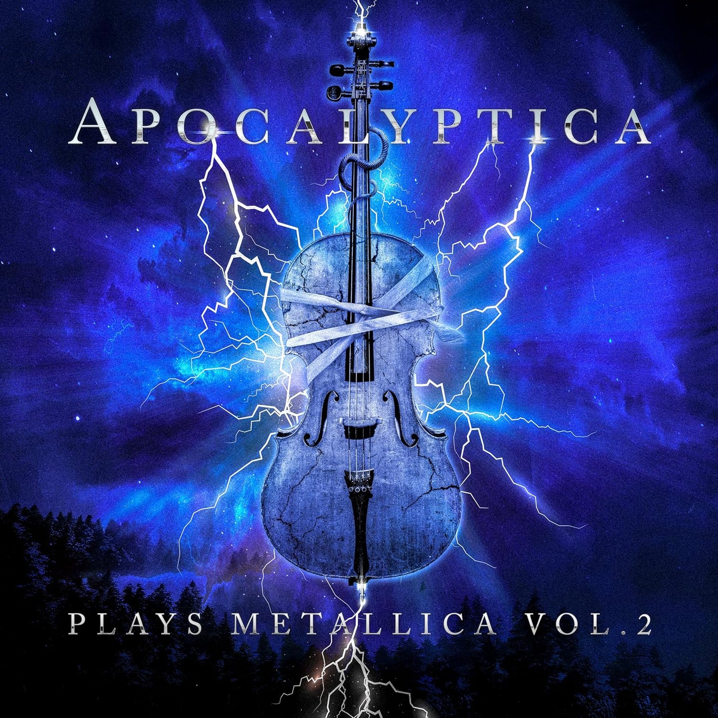 Apocalyptica album cover featuring a cello engulfed in electric energy.