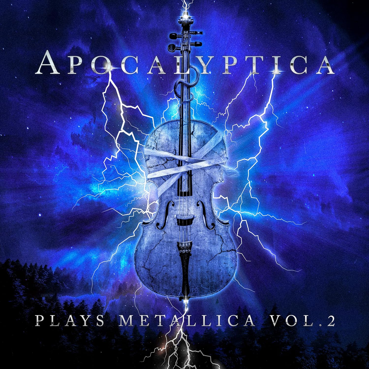 Apocalyptica album cover featuring a cello engulfed in electric energy.