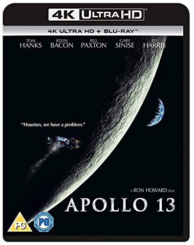 Apollo 13 4K Ultra HD and Blu-ray cover art featuring the moon and spacecraft.