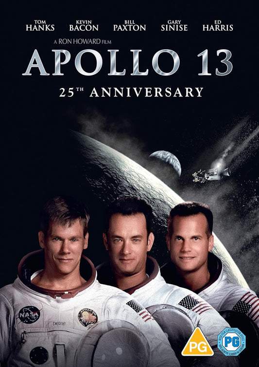 Apollo 13 DVD cover featuring Tom Hanks, Kevin Bacon, and Bill Paxton as astronauts.