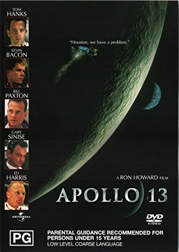 Apollo 13 DVD cover with cast photos and Earth in space.