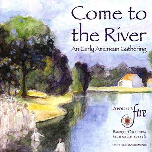 CD cover: watercolor painting of people by a river and distant house.