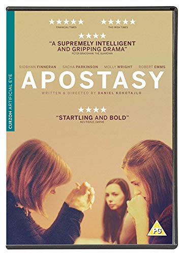 DVD cover for “Apostasy” featuring two women with a blurred background.