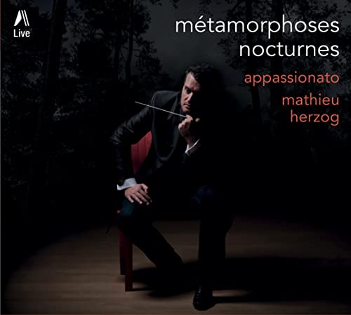 CD cover featuring conductor Mathieu Herzog in a dark, forest setting.