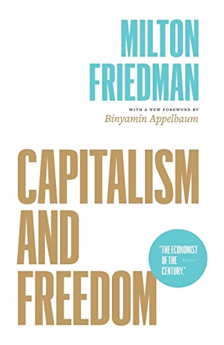 Book cover of Capitalism and Freedom by Milton Friedman with a blue circular badge.