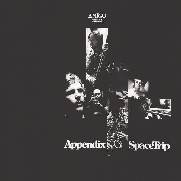 Black and white album cover with musicians and text “SpaceTrip”.