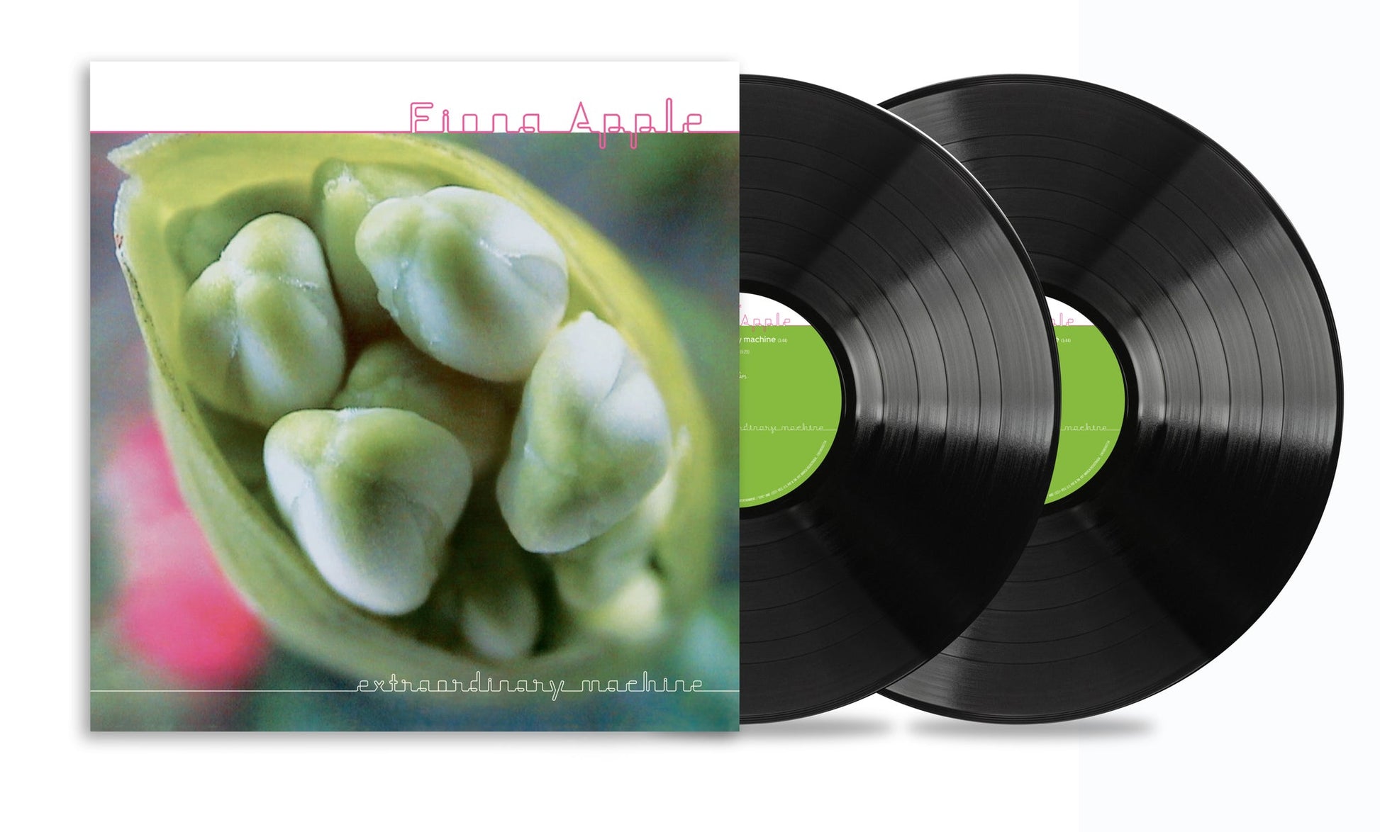 Fiona Apple's "Extraordinary Machine" vinyl record with floral cover art.
