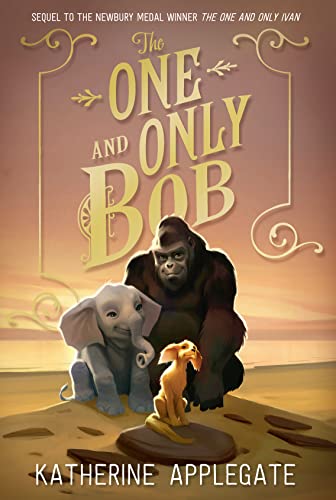 Book cover featuring a gorilla, elephant, and dog in a sandy landscape.