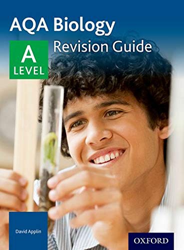 AQA Biology A Level Revision Guide cover with student and lab equipment.