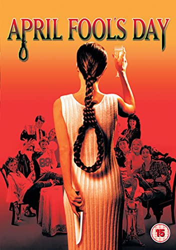 A woman with a braided noose hairstyle holds a knife before a seated group.