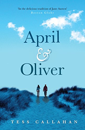 Book cover: "April & Oliver" with two figures walking on dunes.