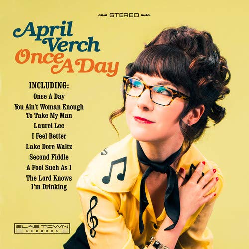 April Verch album cover featuring a woman in a yellow shirt with musical notes.