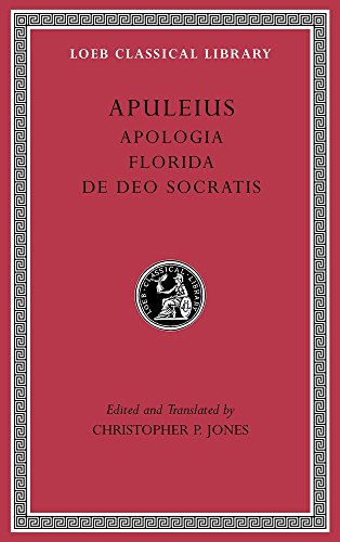 Red book cover with white text: “Apologia. Florida. De Deo Socratis.”